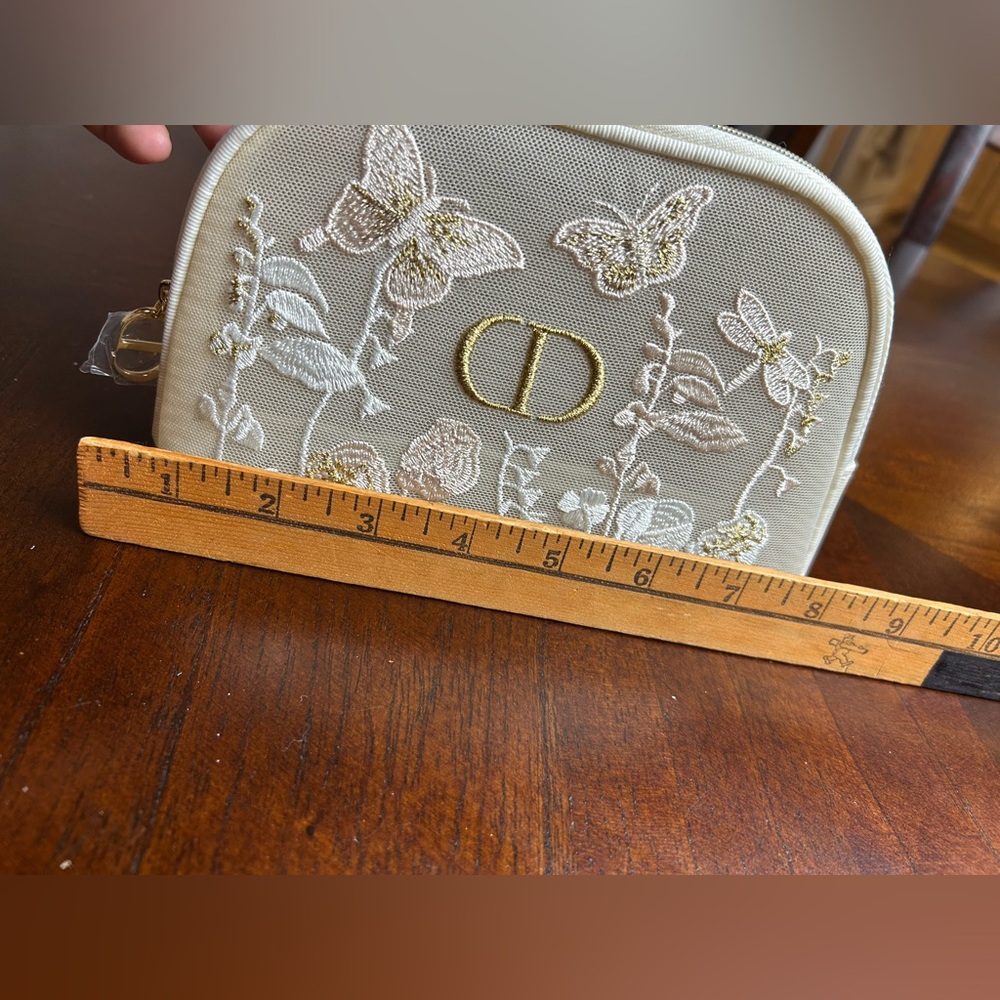Dior Beige and Gold Embroidered Cosmetic Bag - Picture 6 of 7